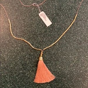 Gorjana Tulum Long Tassel Necklace Sand / Gold NWT
